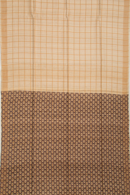 Tussar Checks Beige Saree