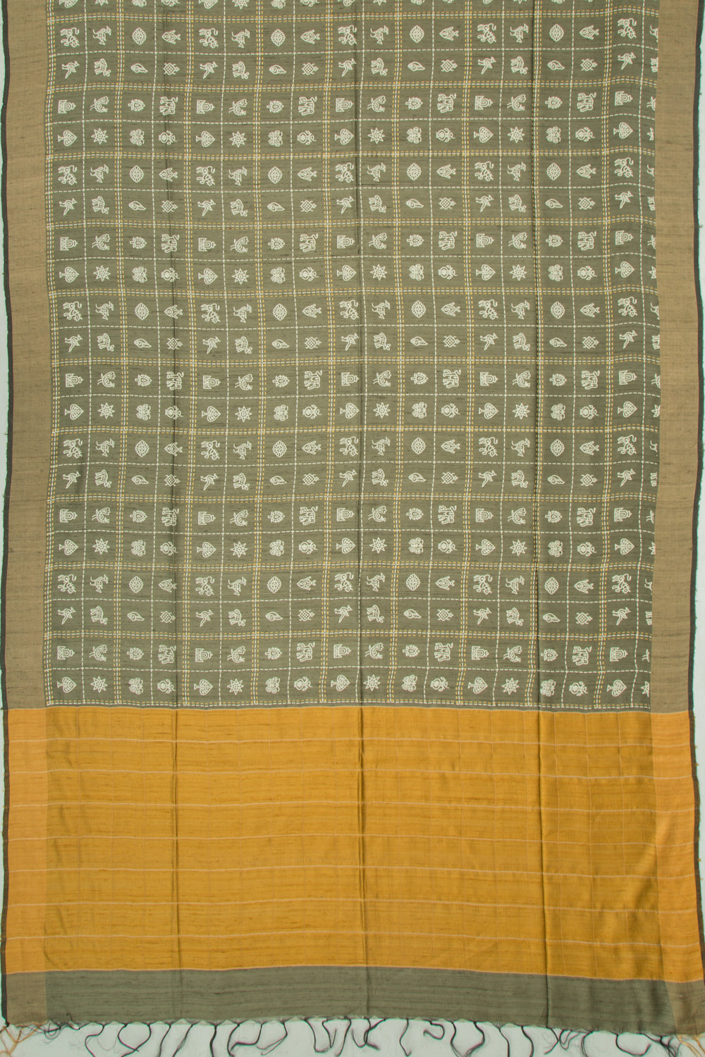 Soft Tussar Printed Mehendi Green Saree