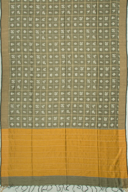 Soft Tussar Printed Mehendi Green Saree