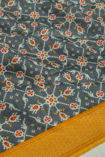 Tussar Printed Grey Saree