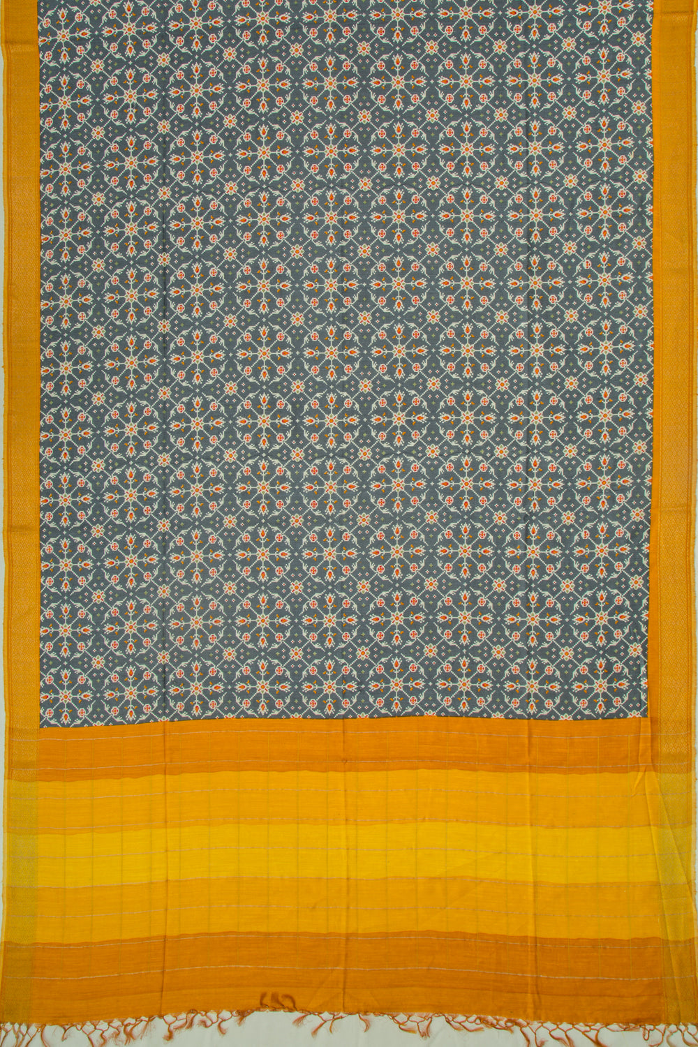 Tussar Printed Grey Saree