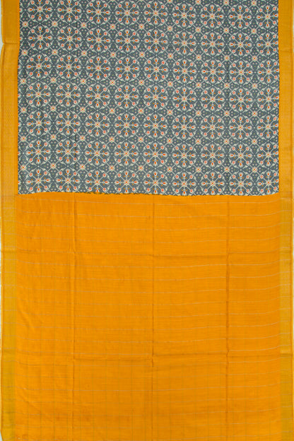 Tussar Printed Grey Saree
