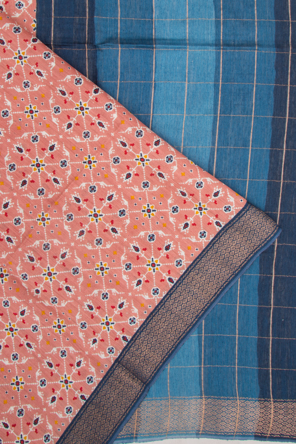 Soft Tussar Printed Peach Saree