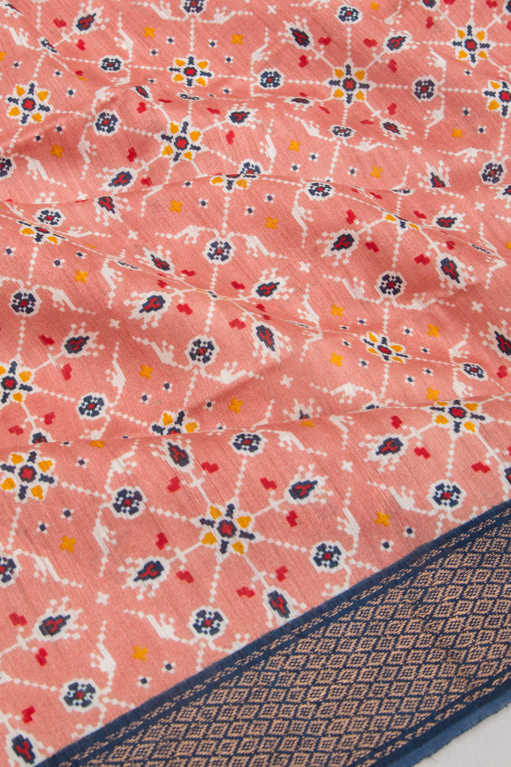 Soft Tussar Printed Peach Saree