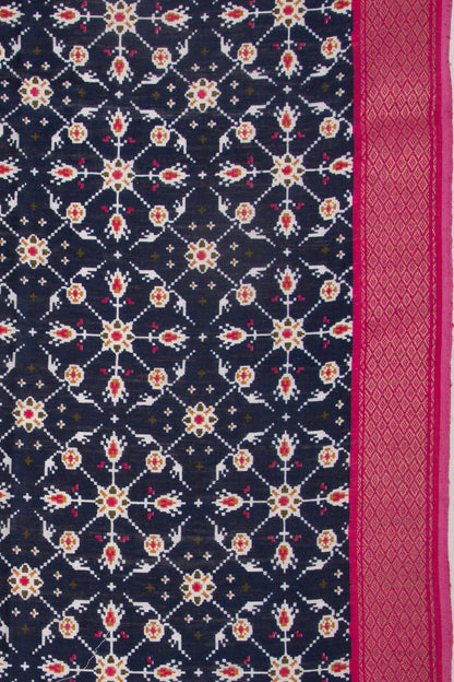 Tussar Printed Dark Blue Saree