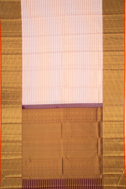 Kanchipuram Silk Horizontal Lines Pink Saree