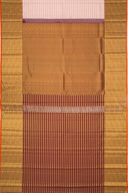 Kanchipuram Silk Horizontal Lines Pink Saree