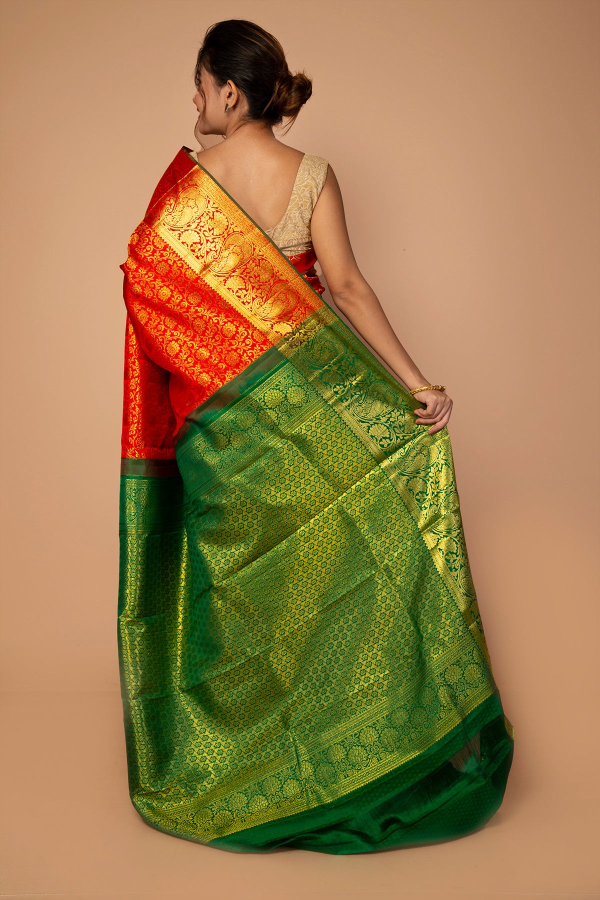 Taranga Kanchi Silk Tissue Brocade Red Saree