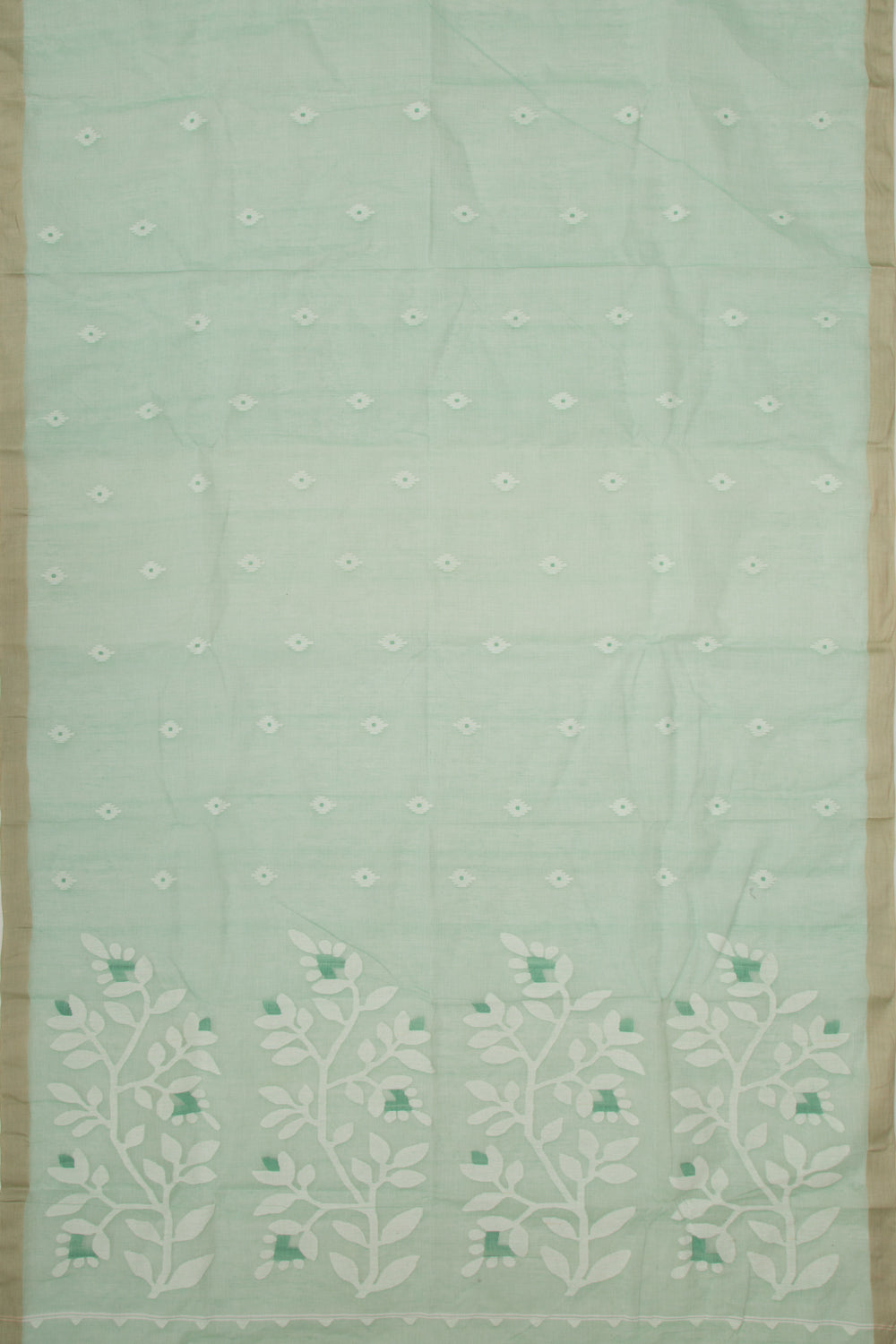 Phulia Cotton Butta Pastel Green Saree