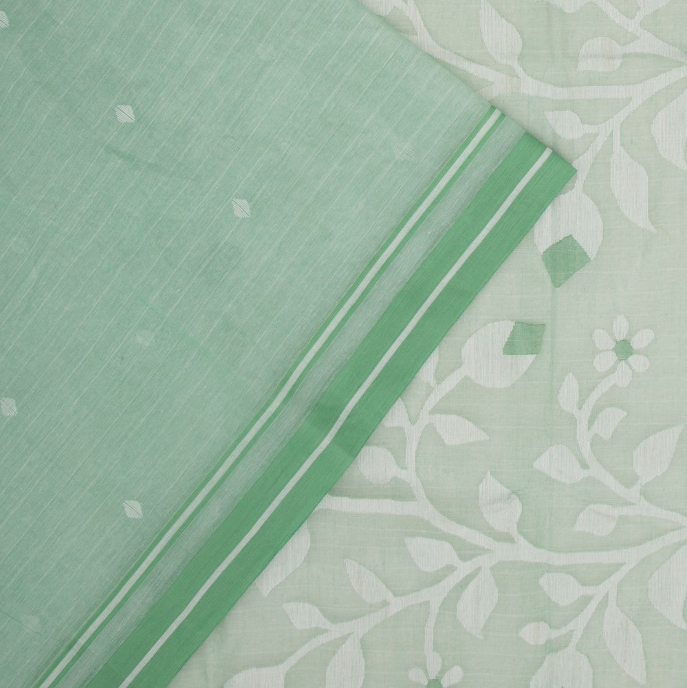 Phulia Cotton Butta Pastel Green Saree