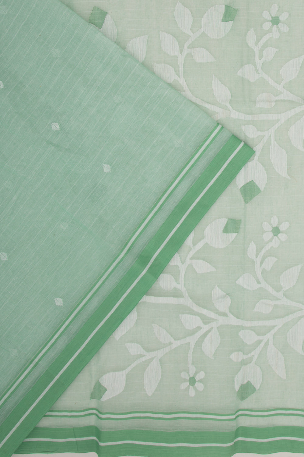 Phulia Cotton Butta Pastel Green Saree