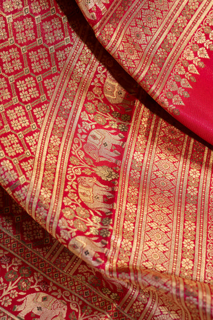 Kanchipuram Silk Brocade Red Saree