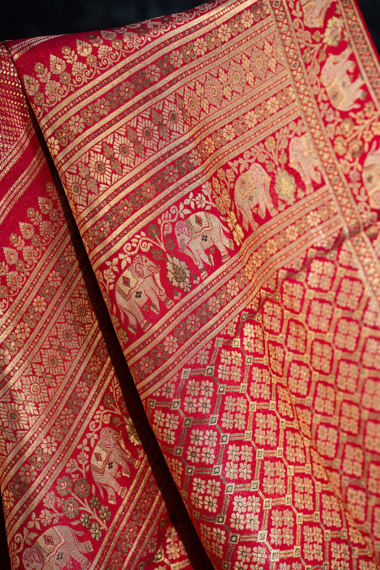 Kanchipuram Silk Brocade Red Saree