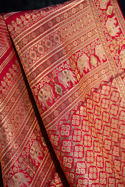 Kanchipuram Silk Brocade Red Saree