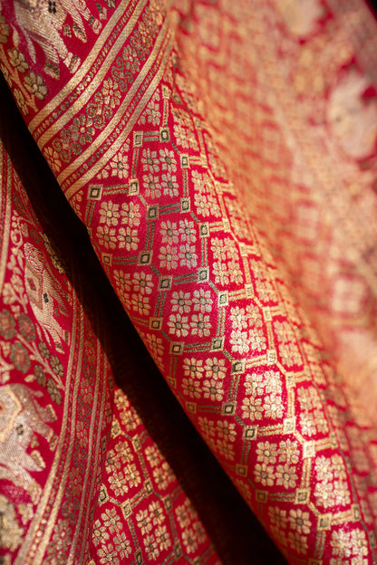 Kanchipuram Silk Brocade Red Saree