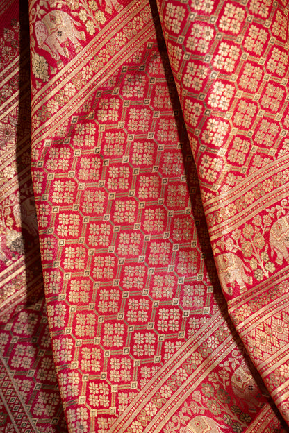 Kanchipuram Silk Brocade Red Saree