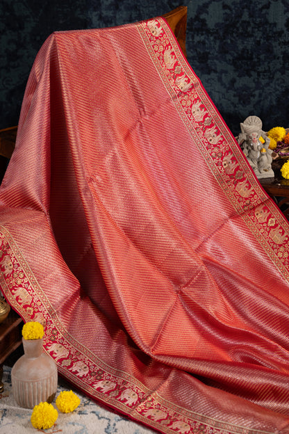 Kanchipuram Silk Brocade Red Saree