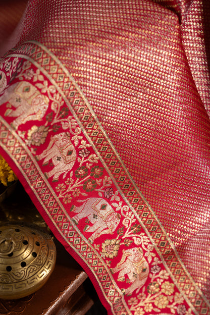Kanchipuram Silk Brocade Red Saree