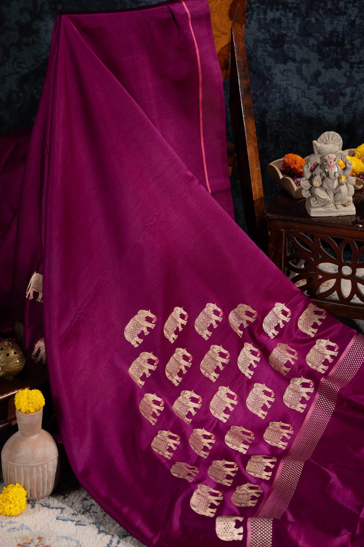 Banarasi Silk Butta Purple Saree