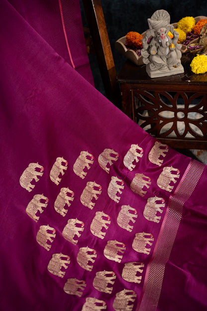 Banarasi Silk Butta Purple Saree