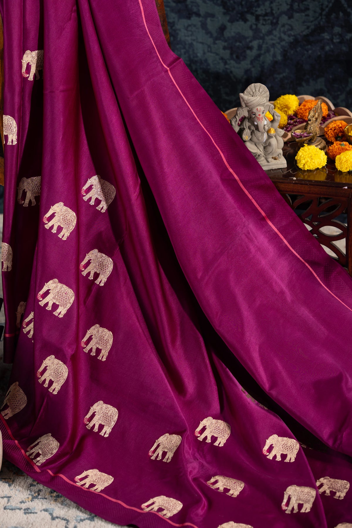 Banarasi Silk Butta Purple Saree