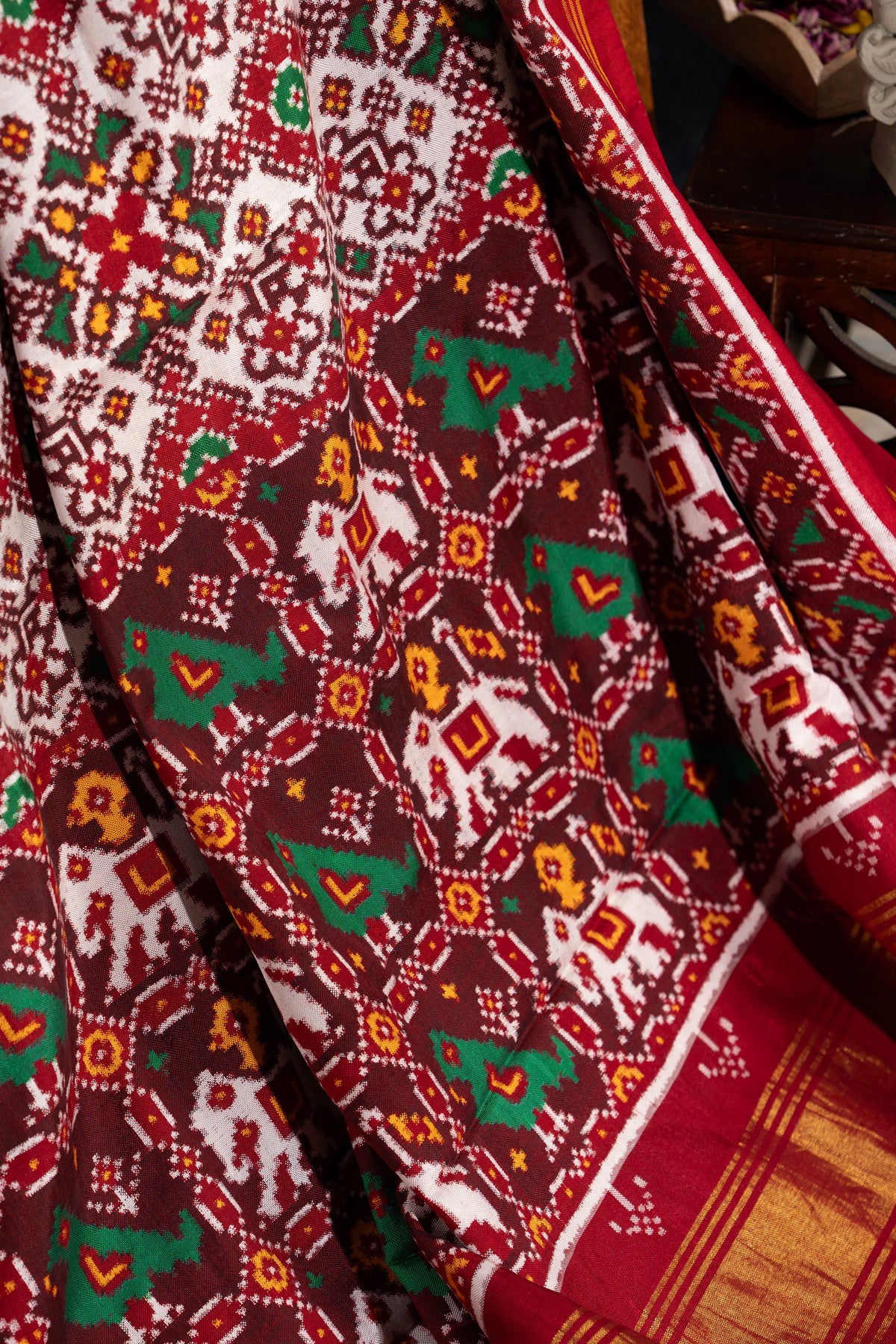 Patan Patola Silk Double Ikat White Saree