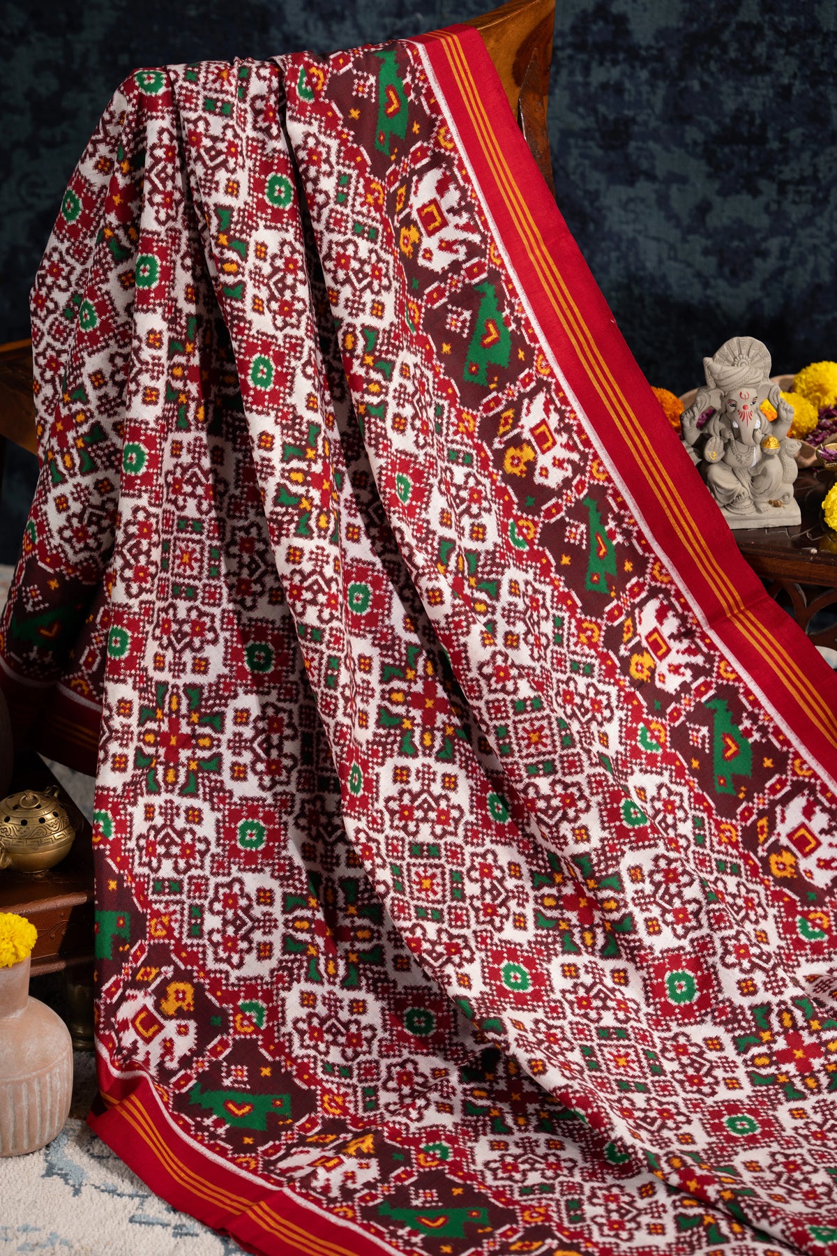 Patan Patola Silk Double Ikat White Saree