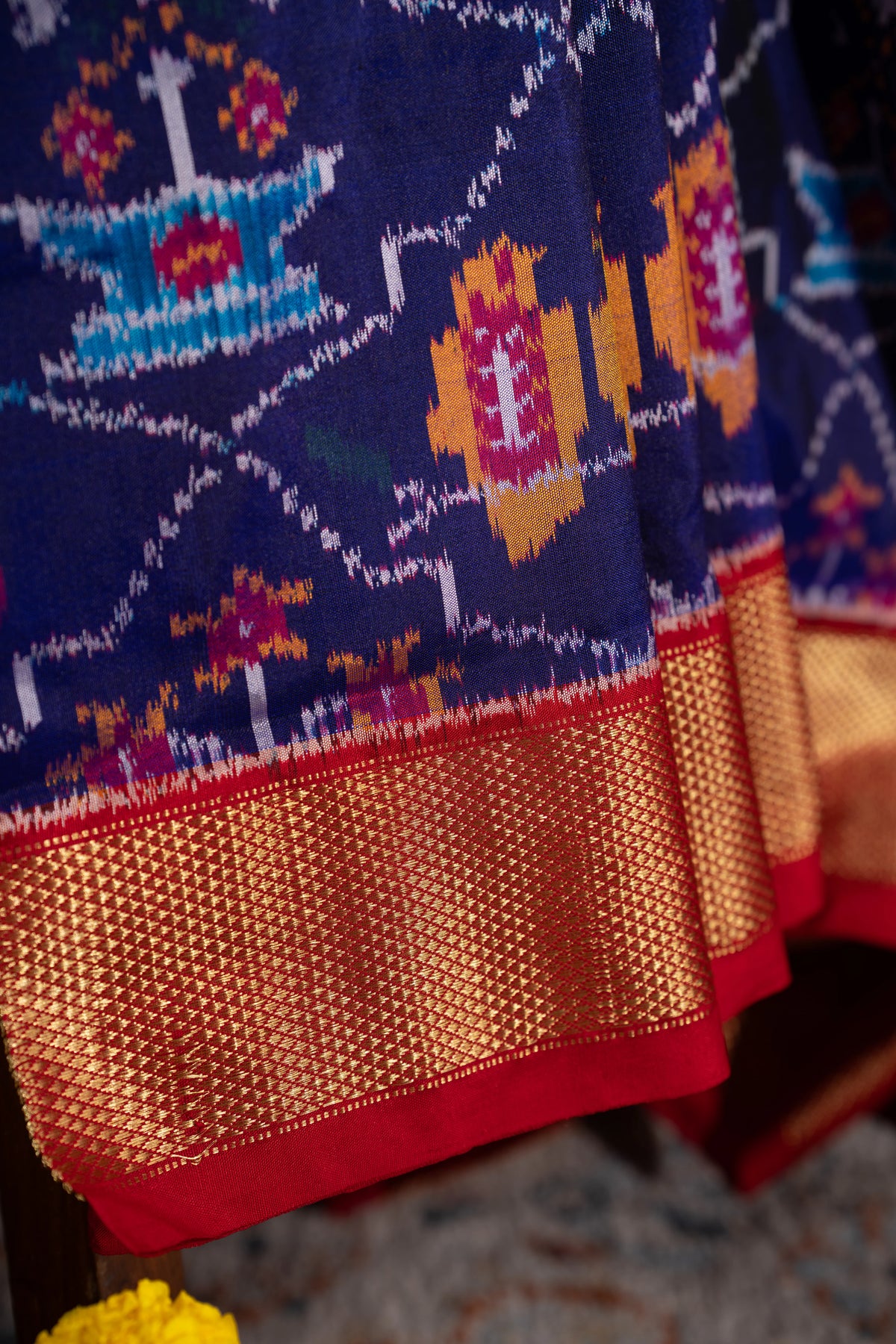 Kanchipuram Silk Ikat Royal Blue Saree