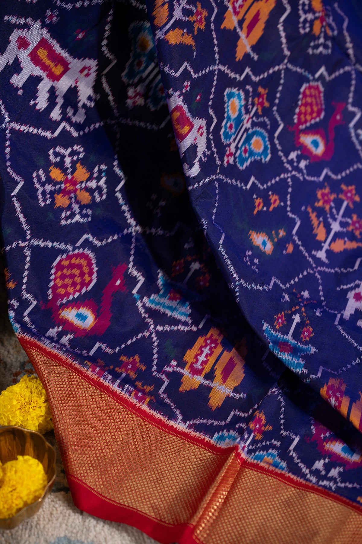 Kanchipuram Silk Ikat Royal Blue Saree