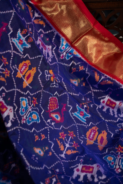 Kanchipuram Silk Ikat Royal Blue Saree
