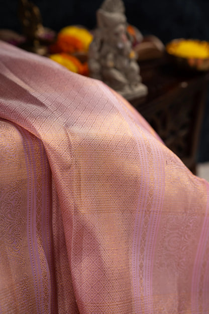 Classic Kanchipuram Silk Checks And Butta Bottle Green Saree