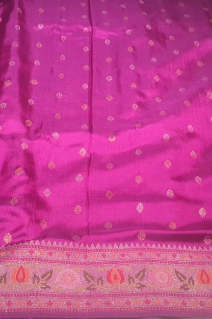 Banarasi Kora Organza Jamdani Butta Purple Saree