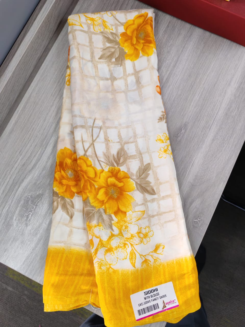 bonni saree crepe floral printed yellow saree