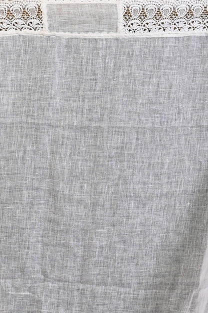 Linen Half-n-Half White And Baby Pink Saree