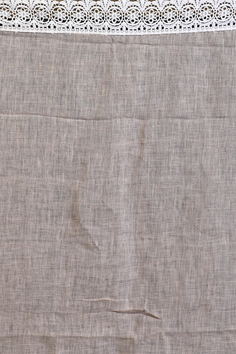 Linen Plain Brown Saree