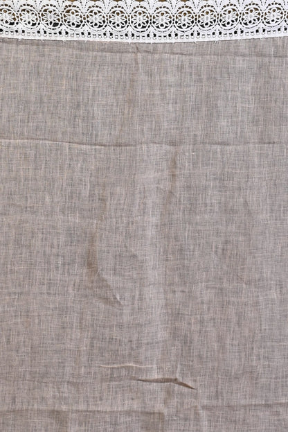 Linen Plain Brown Saree