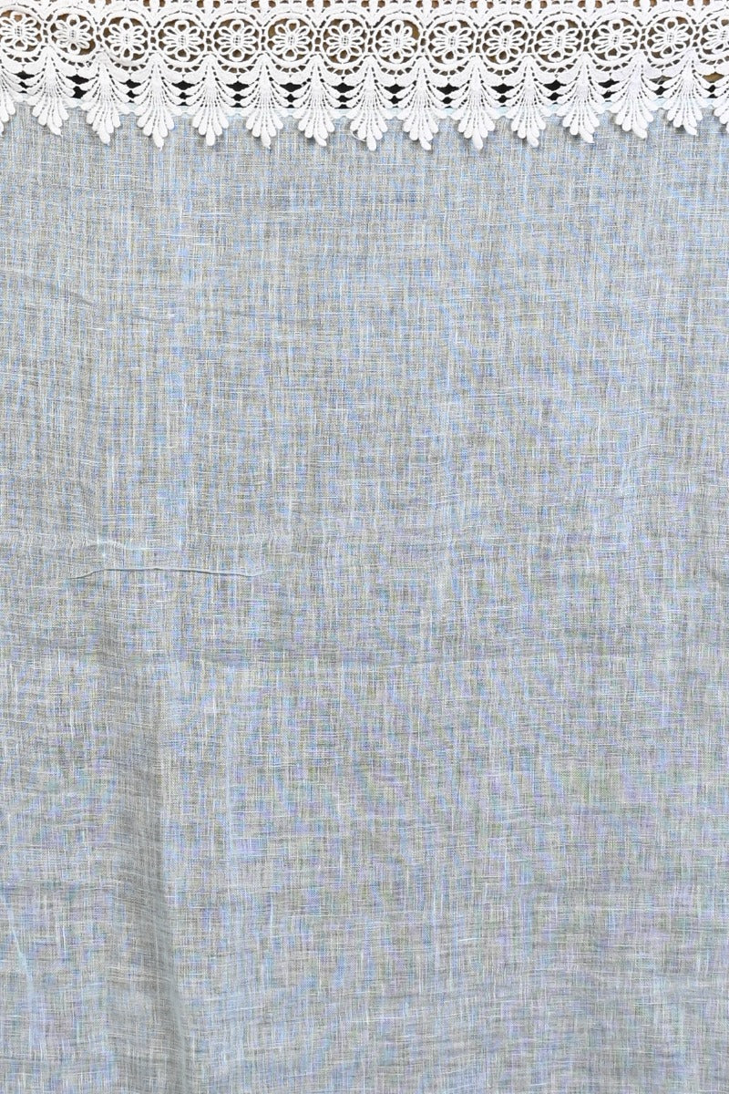 Linen Plain Sky Blue Saree