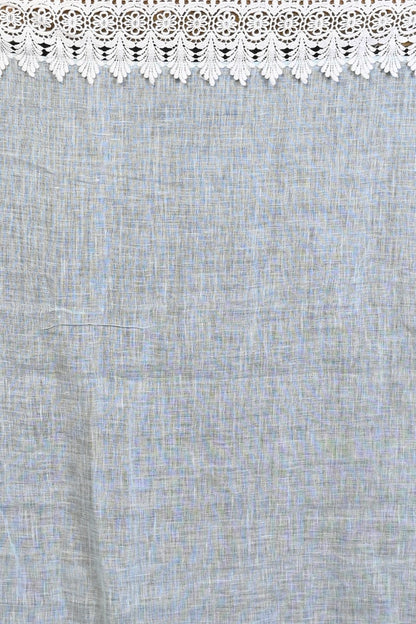 Linen Plain Sky Blue Saree