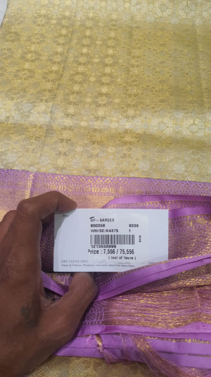 Kanchipuram Silk Tissue Brocade Gold Saree