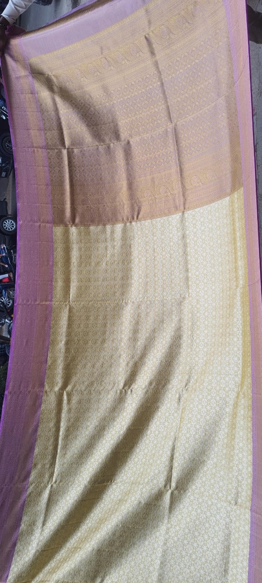 Kanchipuram Silk Tissue Brocade Gold Saree