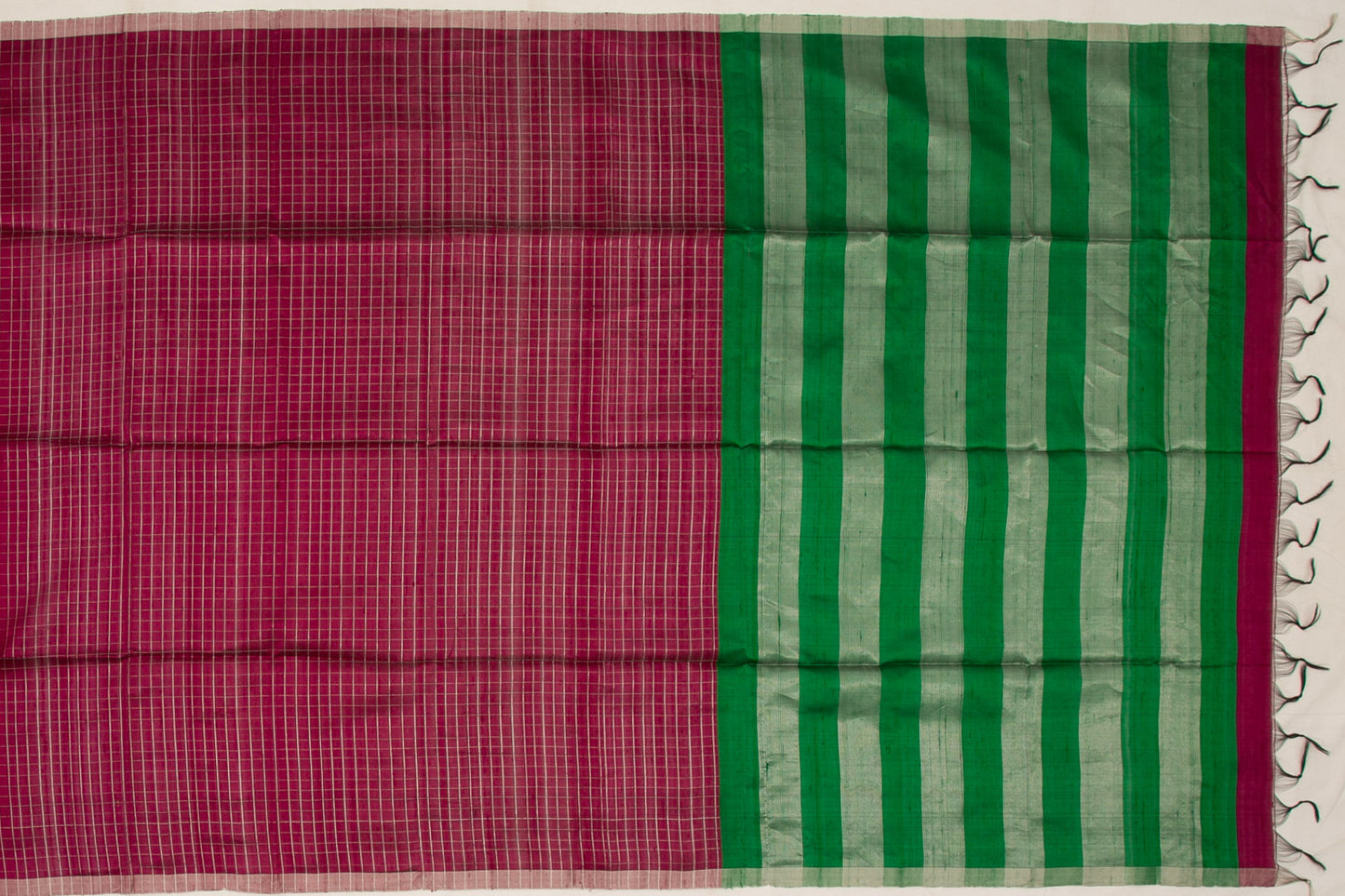 Raw Silk Checks Pink Sale Saree