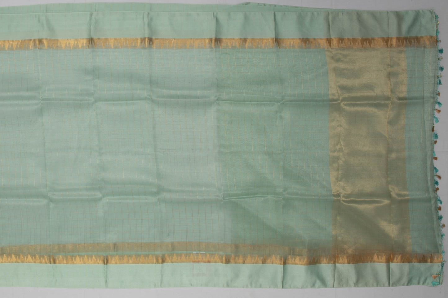 Organza Silk Checks Green Sale Saree