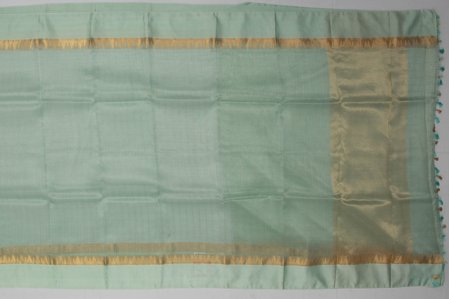 Organza Silk Checks Green Sale Saree