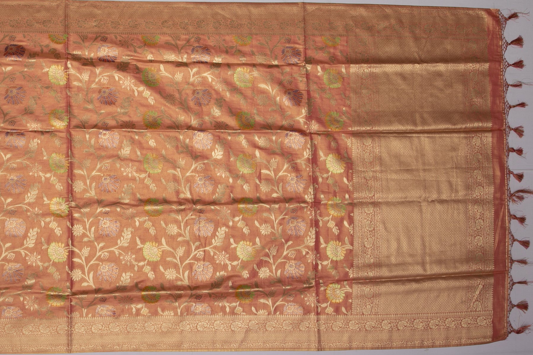 Banarasi Art Silk Tissue Peach Sale Saree