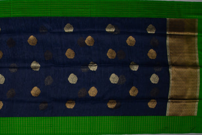 Linen Silk Cotton Butta Blue Sale Saree