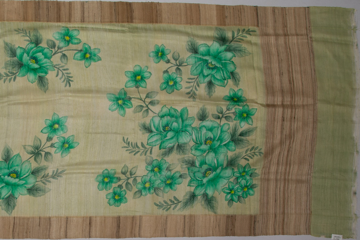 Jute Silk Cotton Printed Green Sale Saree