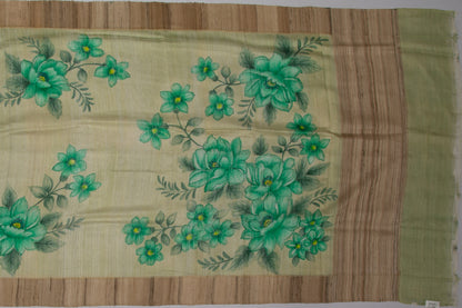 Jute Silk Cotton Printed Green Sale Saree