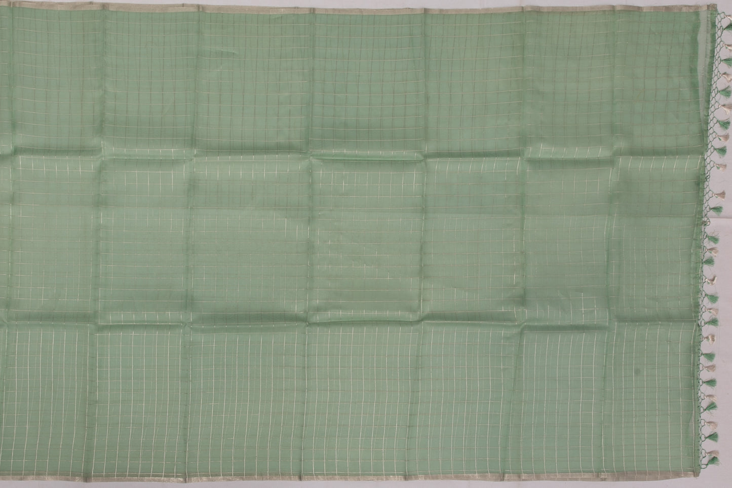 Organza Silk Checks Green Sale Saree