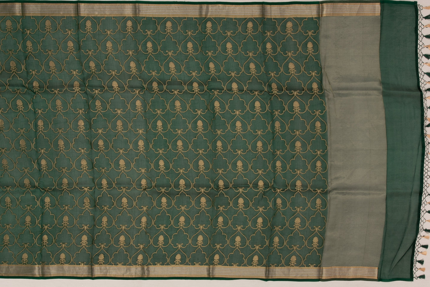 Organza Silk Jaal Green Sale Saree