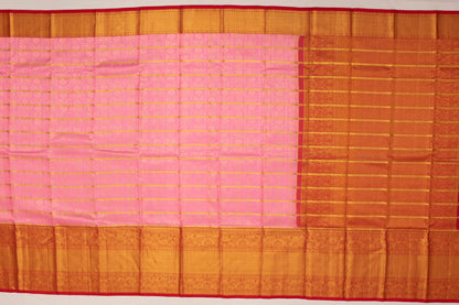 Kanchi Silk Checks Pink Sale Saree